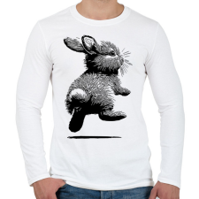 PRINTFASHION Cuki Nyuszi rajz / Nyúl rajz - Férfi hosszú ujjú póló - Fehér férfi póló