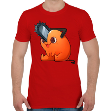 PRINTFASHION Cuki Pochita minta (Chainsaw man) - Férfi póló - Piros férfi póló