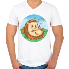 PRINTFASHION Cuki süni - Férfi V-nyakú póló - Fehér