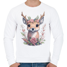 PRINTFASHION Cuki szarvas bébi virágokkal - Férfi pulóver - Fehér férfi pulóver, kardigán