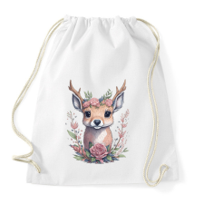 PRINTFASHION Cuki szarvas bébi virágokkal - Sportzsák, Tornazsák - Fehér tornazsák