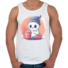 PRINTFASHION Cuki Szellem Pumpkin Spice Lattéval - Férfi atléta - Fehér
