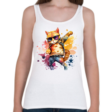 PRINTFASHION Cuki szupersztár macska - Női atléta - Fehér női trikó