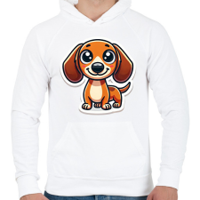 PRINTFASHION Cuki Tacskó - Férfi kapucnis pulóver - Fehér férfi pulóver, kardigán