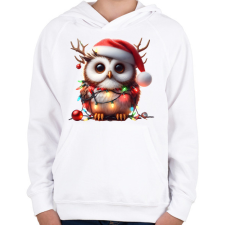 PRINTFASHION Cuki vicces karácsonyi party bagoly - Gyerek kapucnis pulóver - Fehér gyerek pulóver, kardigán