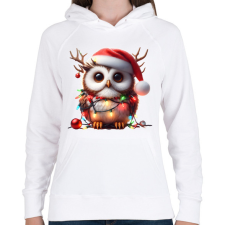 PRINTFASHION Cuki vicces karácsonyi party bagoly - Női kapucnis pulóver - Fehér női pulóver, kardigán