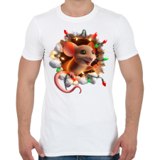 PRINTFASHION Cuki vicces karácsonyi party egér - Férfi póló - Fehér férfi póló