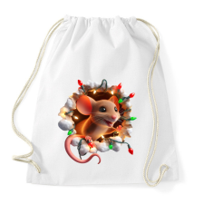 PRINTFASHION Cuki vicces karácsonyi party egér - Sportzsák, Tornazsák - Fehér tornazsák
