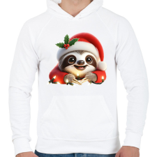 PRINTFASHION Cuki vicces karácsonyi party lajhár - Férfi kapucnis pulóver - Fehér férfi pulóver, kardigán