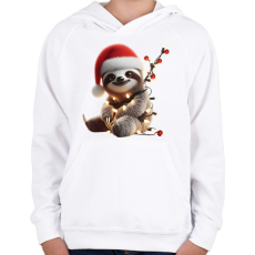 PRINTFASHION Cuki vicces karácsonyi party lajhár - Gyerek kapucnis pulóver - Fehér