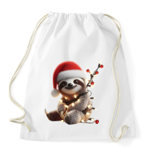 PRINTFASHION Cuki vicces karácsonyi party lajhár - Sportzsák, Tornazsák - Fehér tornazsák