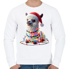 PRINTFASHION Cuki vicces karácsonyi party láma - Férfi pulóver - Fehér