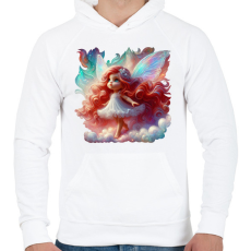 PRINTFASHION Cuki vöröshajú tündérlány - Férfi kapucnis pulóver - Fehér