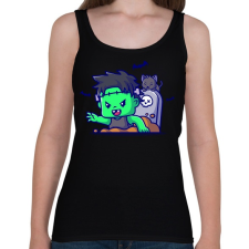 PRINTFASHION Cuki zombi frankenstein - Női atléta - Fekete női trikó
