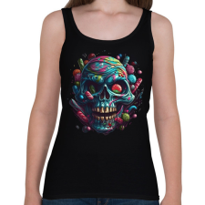 PRINTFASHION Cukorka koponya - Női atléta - Fekete női trikó