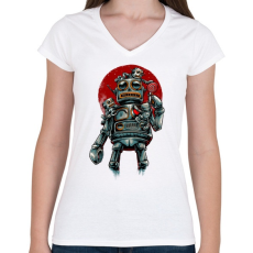 PRINTFASHION Cukorkát a gyereknek - Női V-nyakú póló - Fehér