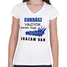PRINTFASHION Cukrász vagyok... - Női V-nyakú póló - Fehér női póló