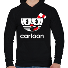 PRINTFASHION Cuphead Cartoon - Férfi kapucnis pulóver - Fekete férfi pulóver, kardigán