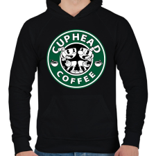 PRINTFASHION Cuphead Coffee - Férfi kapucnis pulóver - Fekete férfi pulóver, kardigán