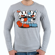 PRINTFASHION Cuphead - Férfi hosszú ujjú póló - Sport szürke