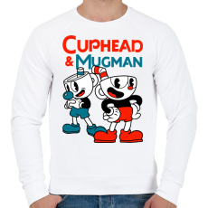 PRINTFASHION Cuphead & Mugman - Férfi pulóver - Fehér