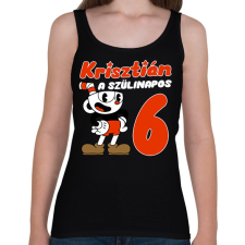 PRINTFASHION Cuphead Szülinap - Egyedi névvel - Női atléta - Fekete női trikó