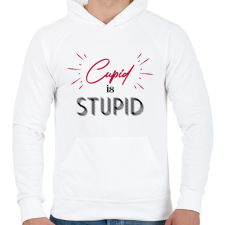 PRINTFASHION Cupid is stupid - Férfi kapucnis pulóver - Fehér férfi pulóver, kardigán