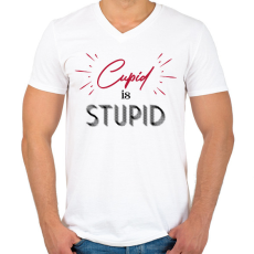PRINTFASHION Cupid is stupid - Férfi V-nyakú póló - Fehér