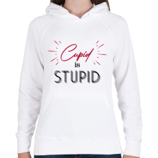 PRINTFASHION Cupid is stupid - Női kapucnis pulóver - Fehér