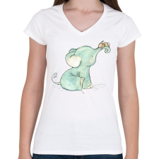 PRINTFASHION Cut Elephantbaby - Női V-nyakú póló - Fehér női póló
