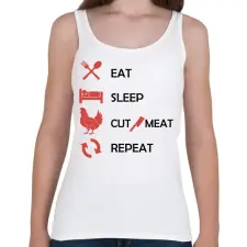 PRINTFASHION Cut meat - repeat - Női atléta - Fehér női trikó