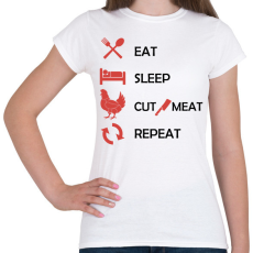 PRINTFASHION Cut meat - repeat - Női póló - Fehér