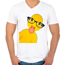 PRINTFASHION Cute Duck - Férfi V-nyakú póló - Fehér férfi póló