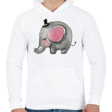 PRINTFASHION Cute Elephant boy - Férfi kapucnis pulóver - Fehér férfi pulóver, kardigán