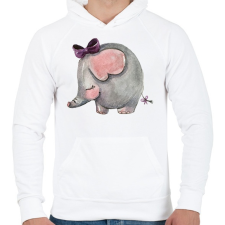 PRINTFASHION Cute Elephant girl - Férfi kapucnis pulóver - Fehér férfi pulóver, kardigán