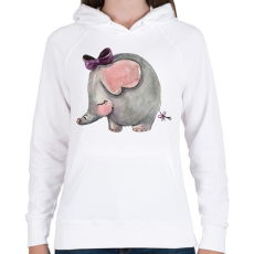 PRINTFASHION Cute Elephant girl - Női kapucnis pulóver - Fehér