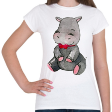 PRINTFASHION Cute Hippo - Női póló - Fehér női póló