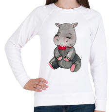 PRINTFASHION Cute Hippo - Női pulóver - Fehér