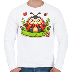 PRINTFASHION Cute Ladybug - Férfi pulóver - Fehér