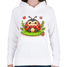 PRINTFASHION Cute Ladybug - Női kapucnis pulóver - Fehér női pulóver, kardigán