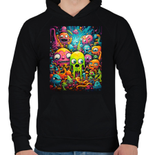 PRINTFASHION Cute Monsters - Férfi kapucnis pulóver - Fekete férfi pulóver, kardigán