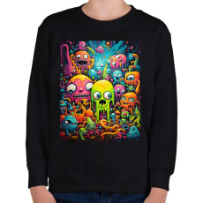 PRINTFASHION Cute Monsters - Gyerek pulóver - Fekete