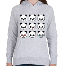 PRINTFASHION cute-panda-emoji - Női kapucnis pulóver - Sport szürke női pulóver, kardigán