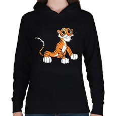 PRINTFASHION Cute Tiger - Női kapucnis pulóver - Fekete