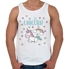 PRINTFASHION Cute Unicorn - Férfi atléta - Fehér