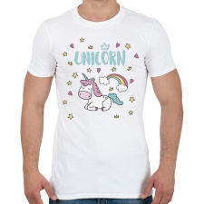 PRINTFASHION Cute Unicorn - Férfi póló - Fehér férfi póló