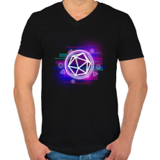 PRINTFASHION Cyber D20 - Férfi V-nyakú póló - Fekete