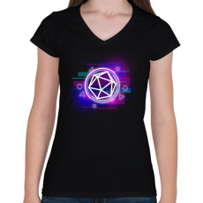 PRINTFASHION Cyber D20 - Női V-nyakú póló - Fekete