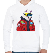 PRINTFASHION CYBER DOG - Férfi kapucnis pulóver - Fehér férfi pulóver, kardigán