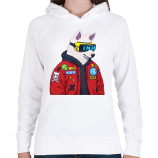 PRINTFASHION CYBER DOG  - Női kapucnis pulóver - Fehér
